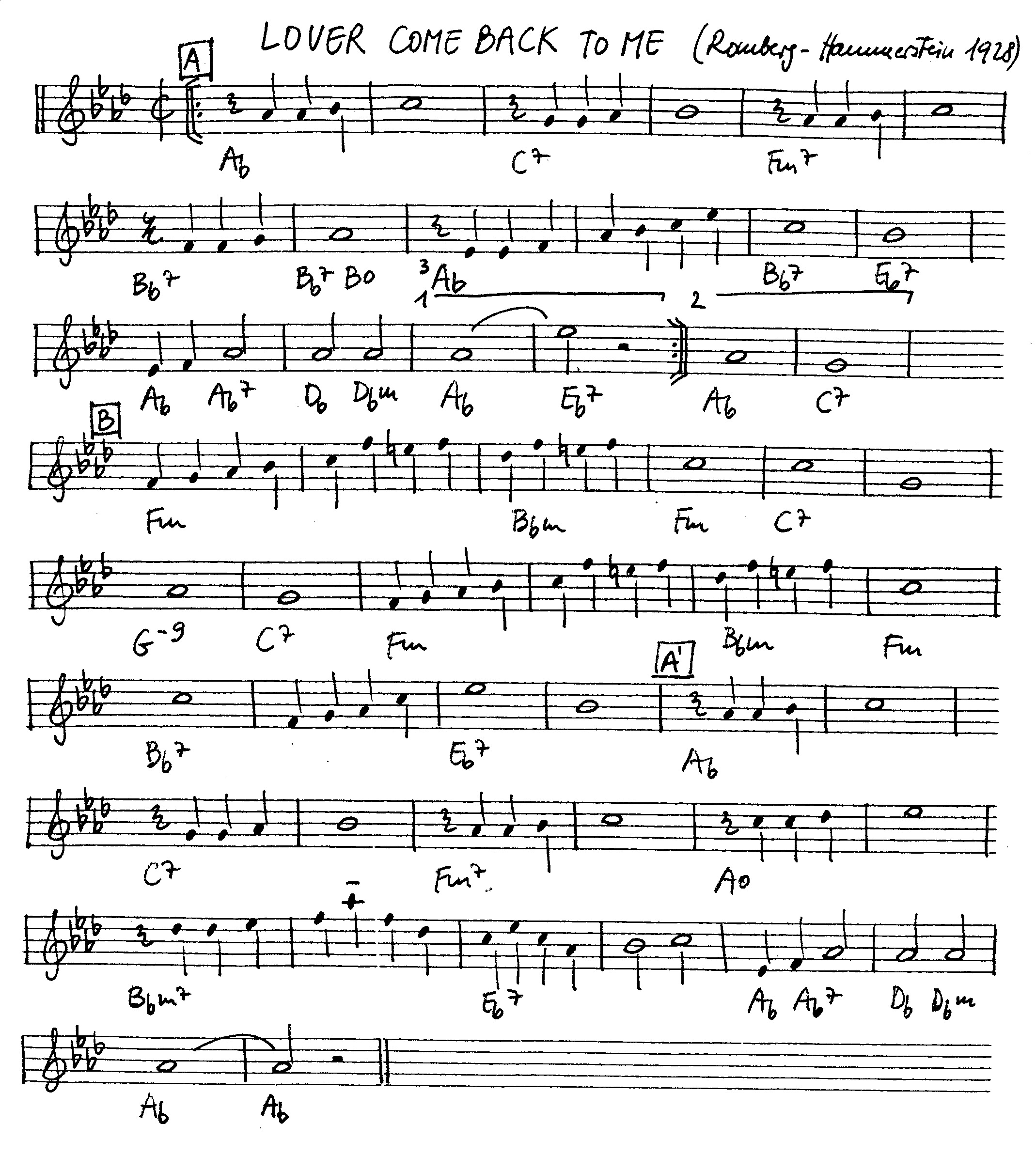 lover come back to me leadsheet – book us for your next 20s or gatsby event